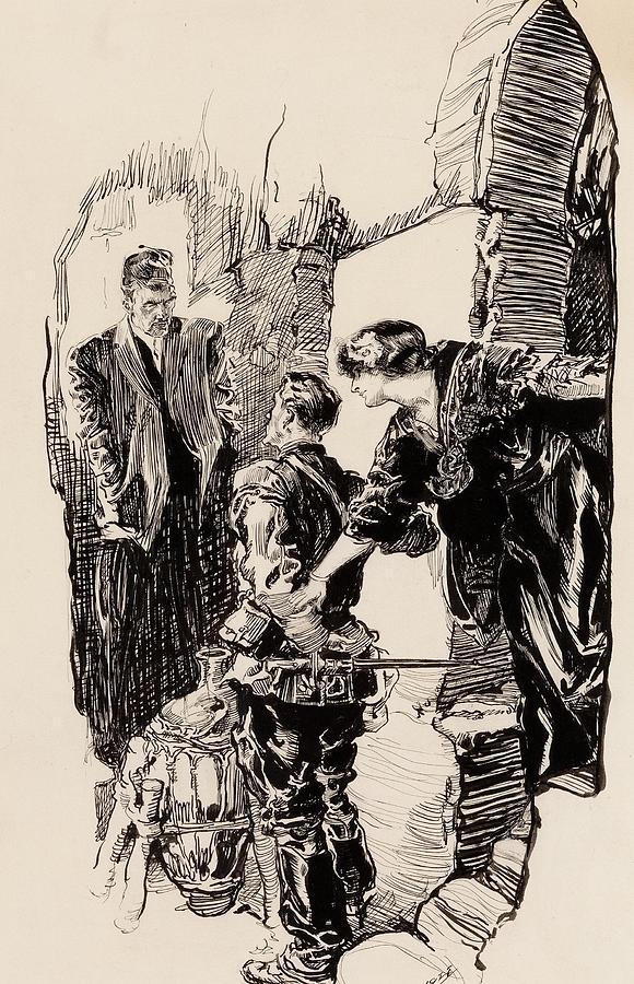 The Confrontation Drawing by Joseph Clement Coll American - Fine Art ...