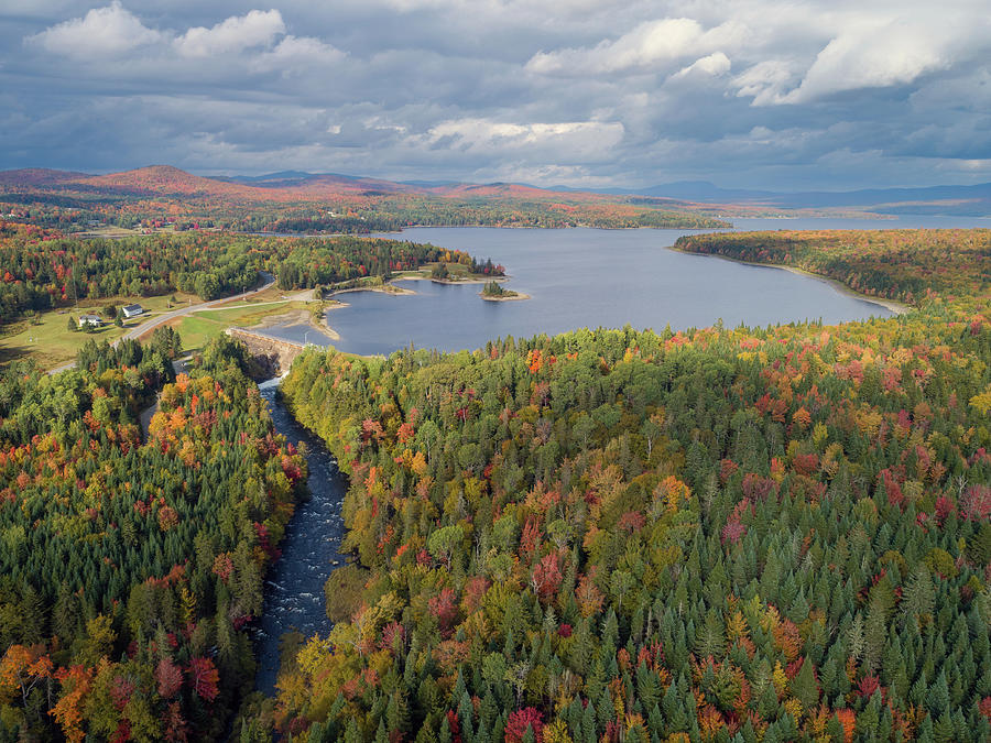 The Connecticut River Flows Out of First Connecticut Lake -  Pittsburg, NH - September 2020 Photograph by John Rowe