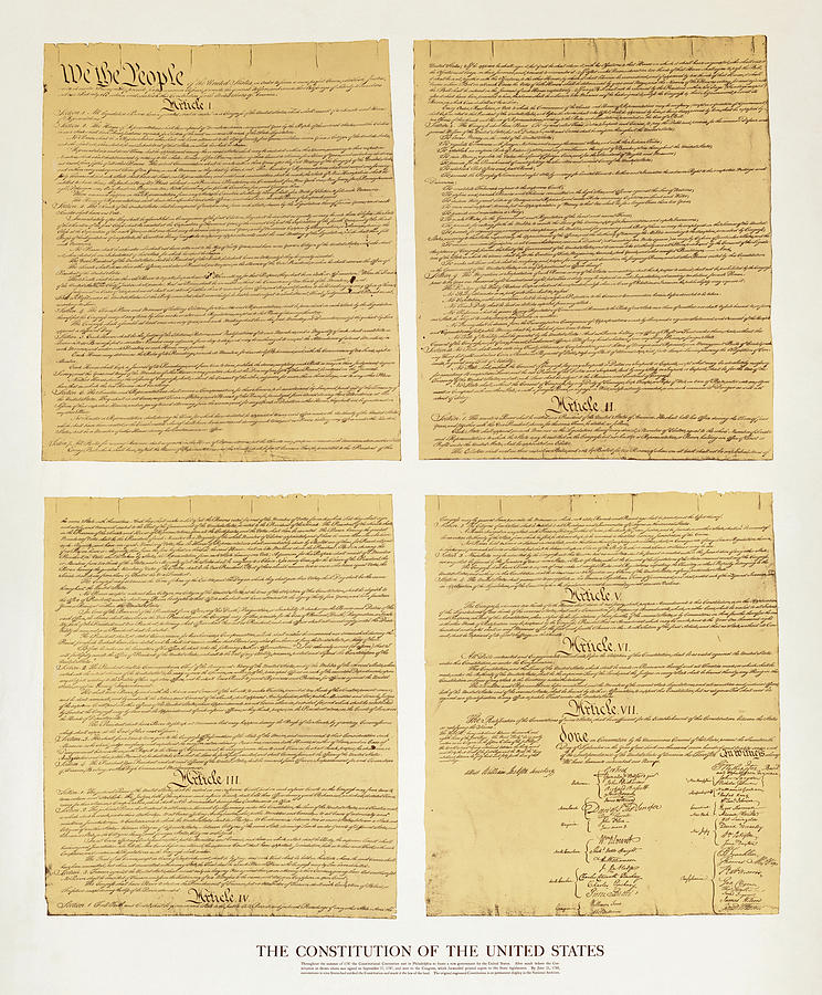 Constitution Of The United States Painting - The Constitution of the United States by American School