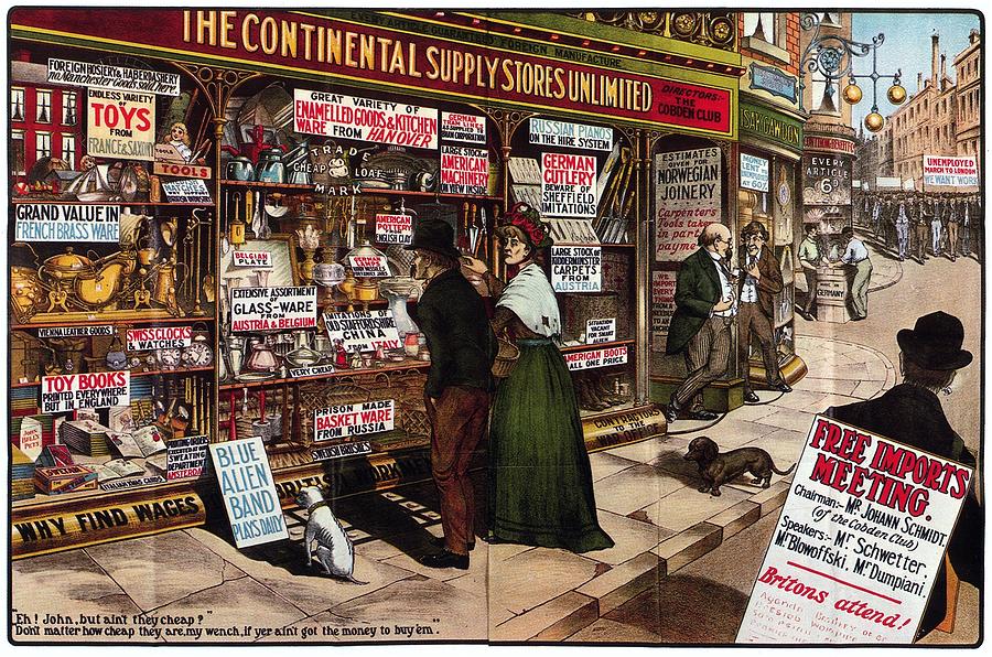 London Digital Art - The Continental Supply Stores Unlimited - Vintage Advertising  Poster - Free Trade - Political Satir by Studio Grafiikka