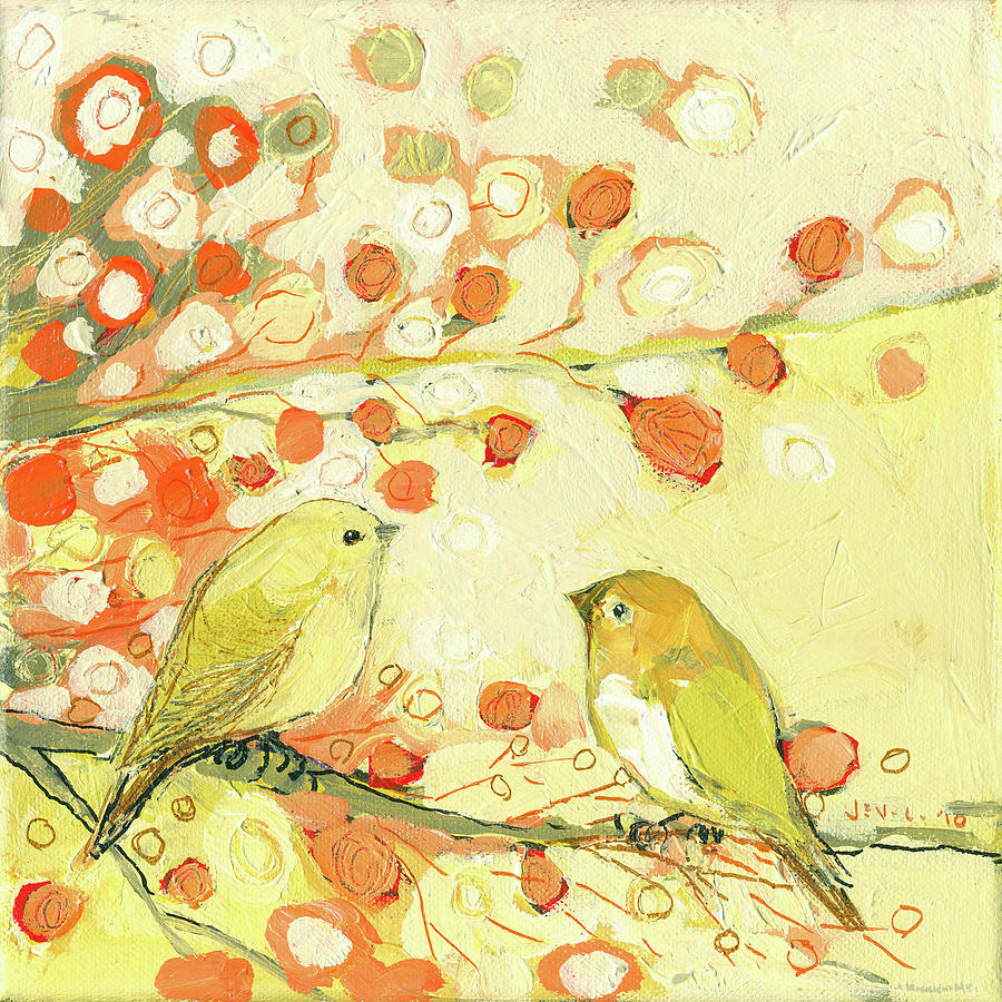 Bird Painting - The Conversation by Jennifer Lommers