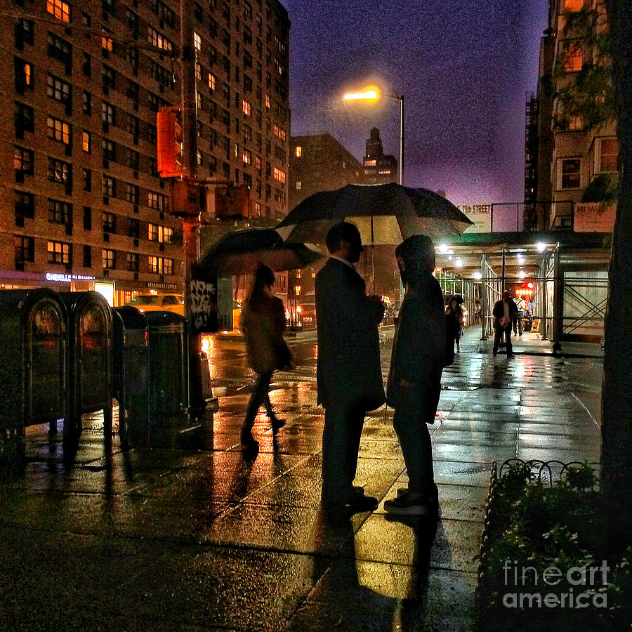 The Conversation - Rainy Night in New York Photograph by Miriam Danar