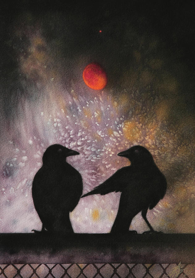 Crow Painting - The Conversation by Robin Street-Morris