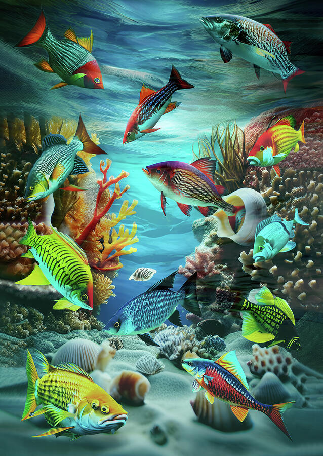 The Coral Reef Ecosystem Mixed Media by Soraya DApuzzo The Coral Reef Ecosystem Mixed Media by Soraya DApuzzo