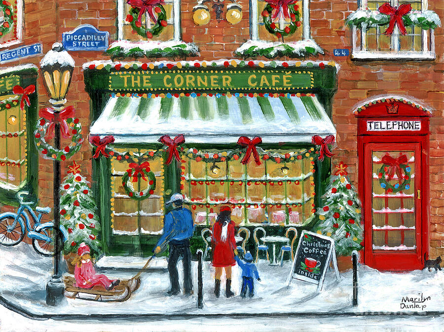 The Corner Cafe Painting by Marilyn Dunlap