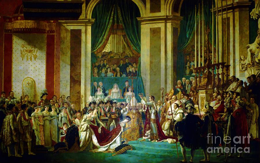 The Coronation of the Napoleon and Josephine in Notre-Dame Cathedral Painting by Jacques-Louis David