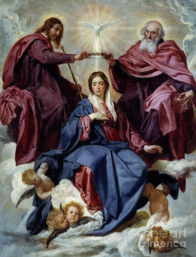 The coronation of the Virgin, Painting by Diego Rodriguez de Silva y Velasquez  Painting by Diego Velazquez