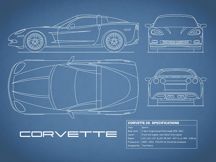 The Corvette C6 Blueprint Photograph by Mark Rogan - Pixels