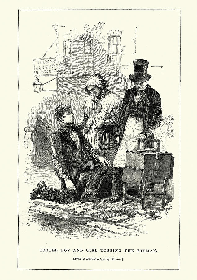 The Coster Boy and Girl Tossing the Pieman Drawing by Duncan1890