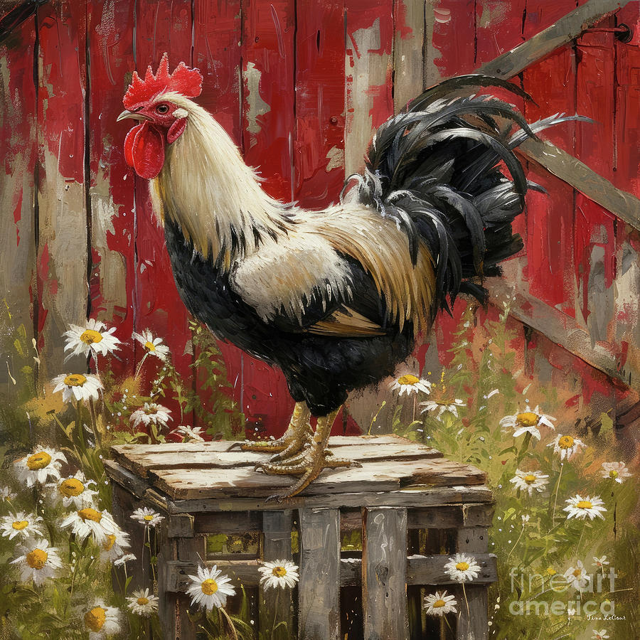 The Country Rooster Painting by Tina LeCour