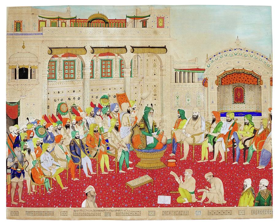 The court of Maharaja Ranjit Singh, ascribed to Bishan Singh , North India, Lahore or Painting by Artistic Rifki
