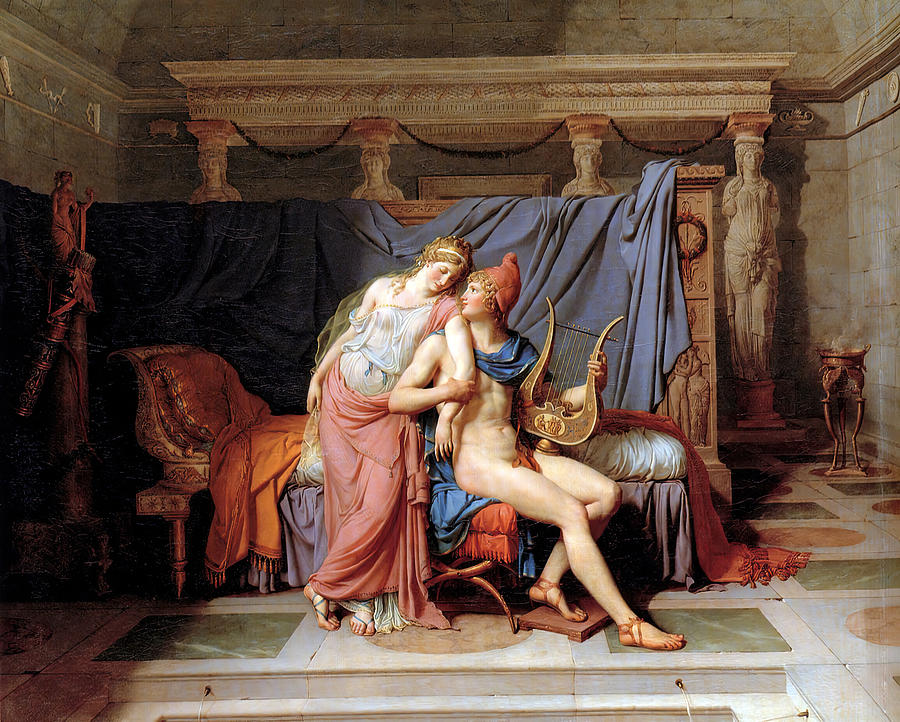 Jacques Louis David Painting - The Courtship of Paris and Helen by Jacques Louis David