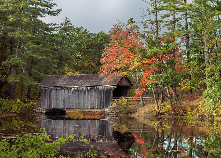 The Covered Bridge in Fall  Photograph by Sylvia Goldkranz