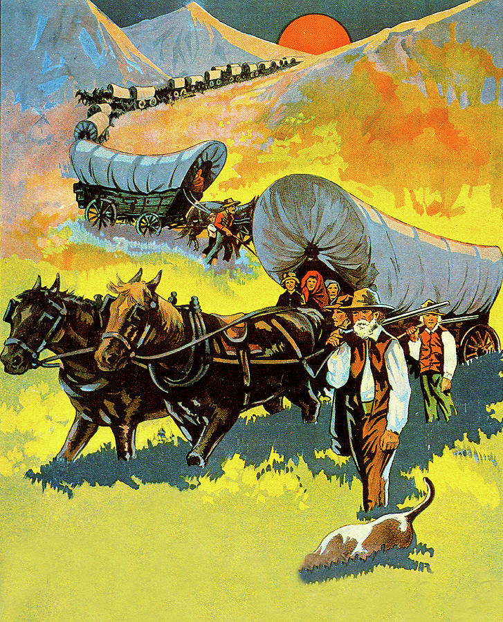 The Covered Wagon , 1923, movie poster base painting Painting by Movie World Posters