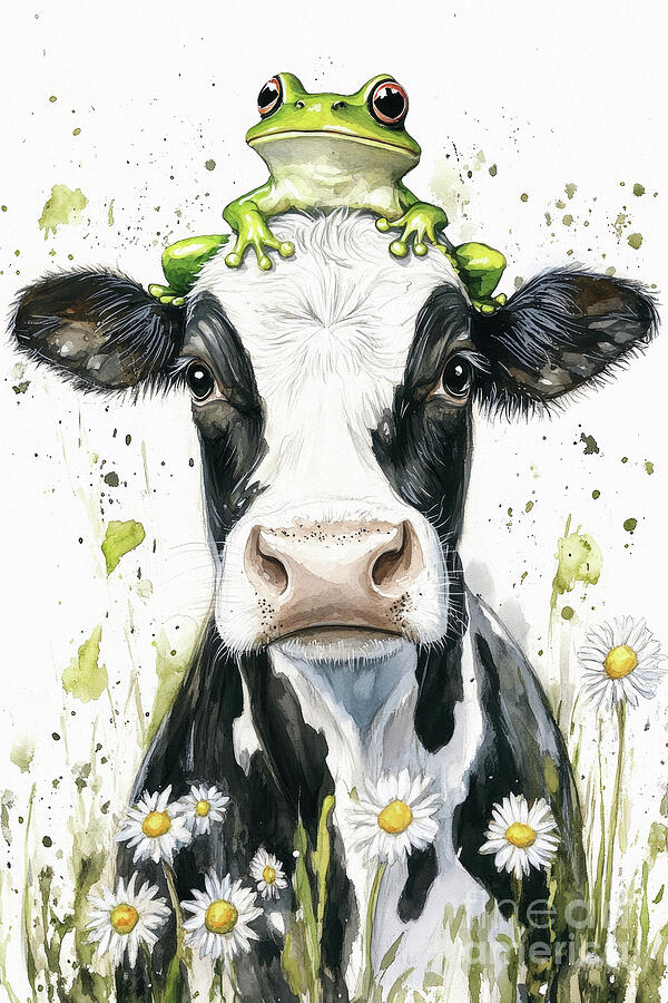 The Cow And The Frog 2 Painting by Tina LeCour The Cow And The Frog 2 Painting by Tina LeCour