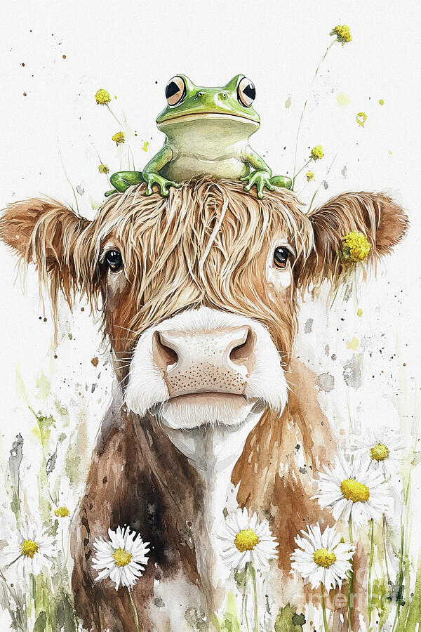 The Cow And The Frog Painting by Tina LeCour The Cow And The Frog Painting by Tina LeCour