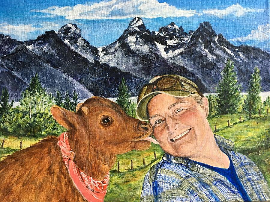 The Cow Kiss Painting by Bonnie Peacher