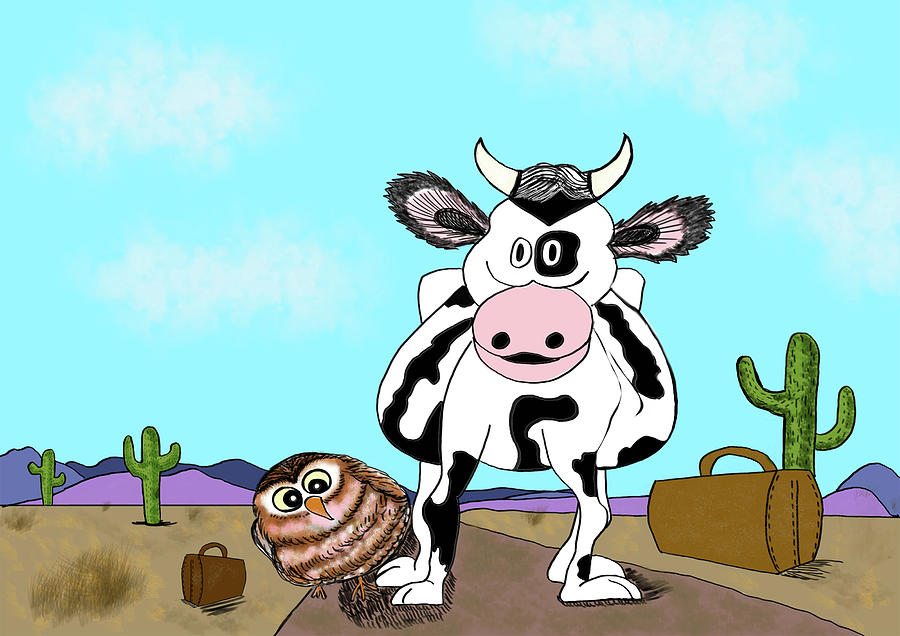 The Cow Who Went Looking for a Friend Digital Art by Christina Wedberg