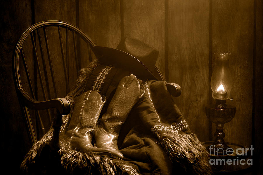 The Cowgirl Rest - Sepia Photograph by Olivier Le Queinec