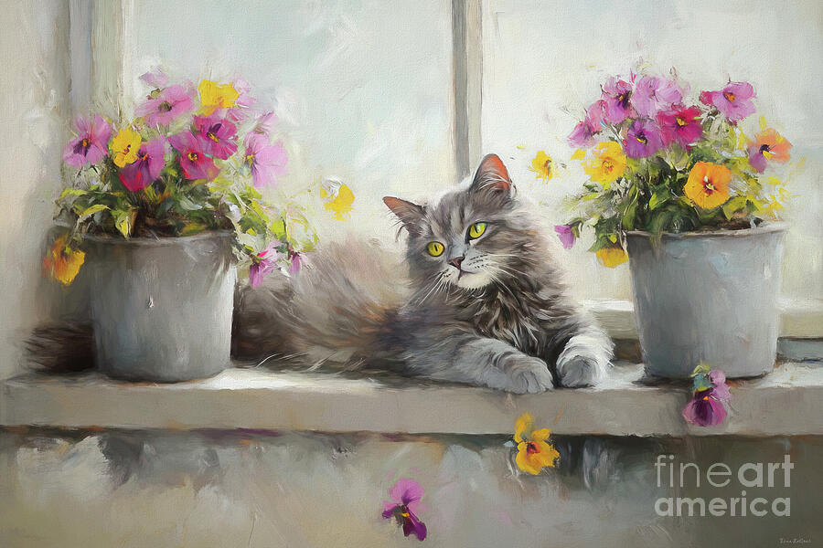 The Cozy Cat Painting by Tina LeCour The Cozy Cat Painting by Tina LeCour