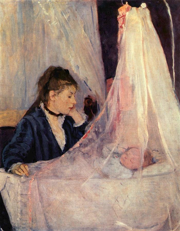 Claude Monet Painting - The Cradle #9 by Berthe Morisot