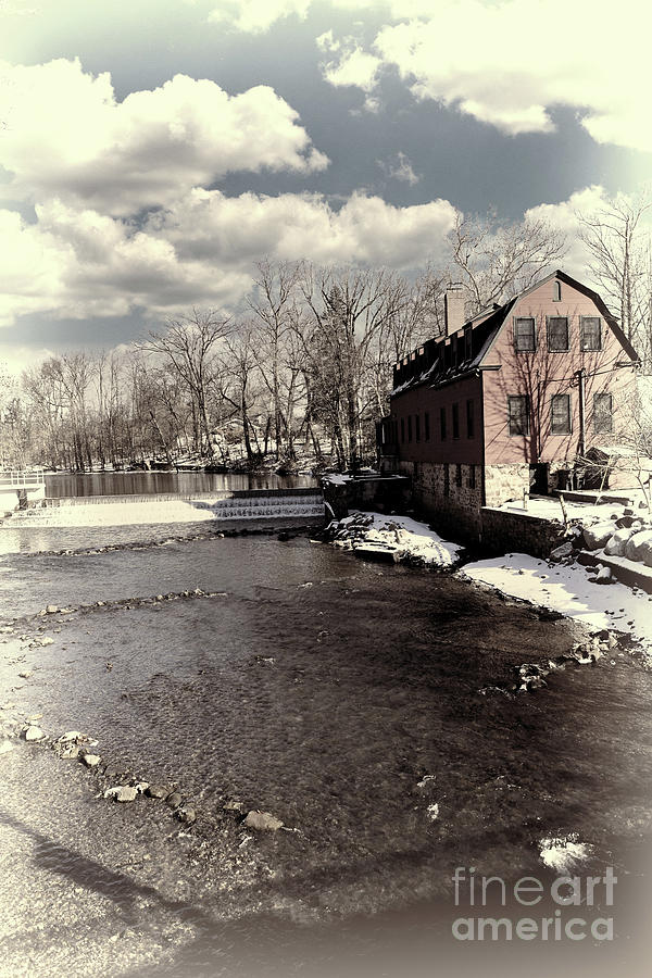 Vintage Photograph - The Cranford Mill Cold and Cloudy artistic by Paul Ward