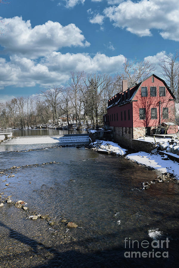 Vintage Photograph - The Cranford Mill Cold and Cloudy  by Paul Ward