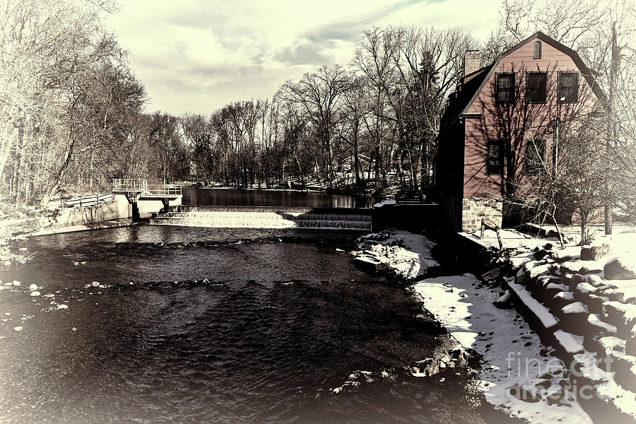 Vintage Photograph - The Cranford Mill in Winter artistic by Paul Ward