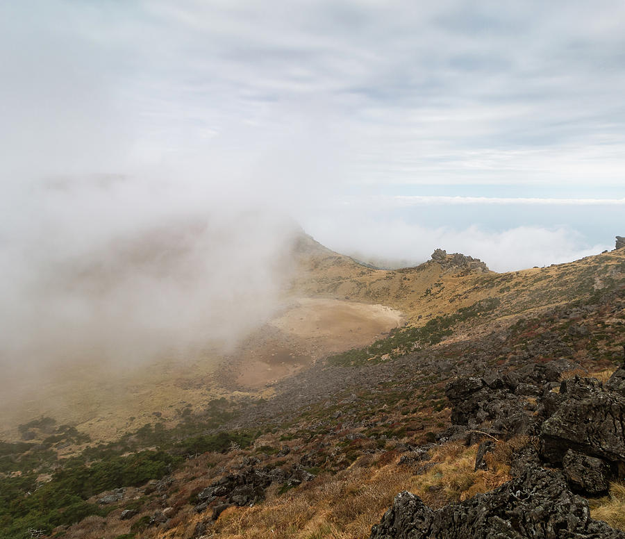 The crater of hallasan the highest mountain of Jeju island and in south ...