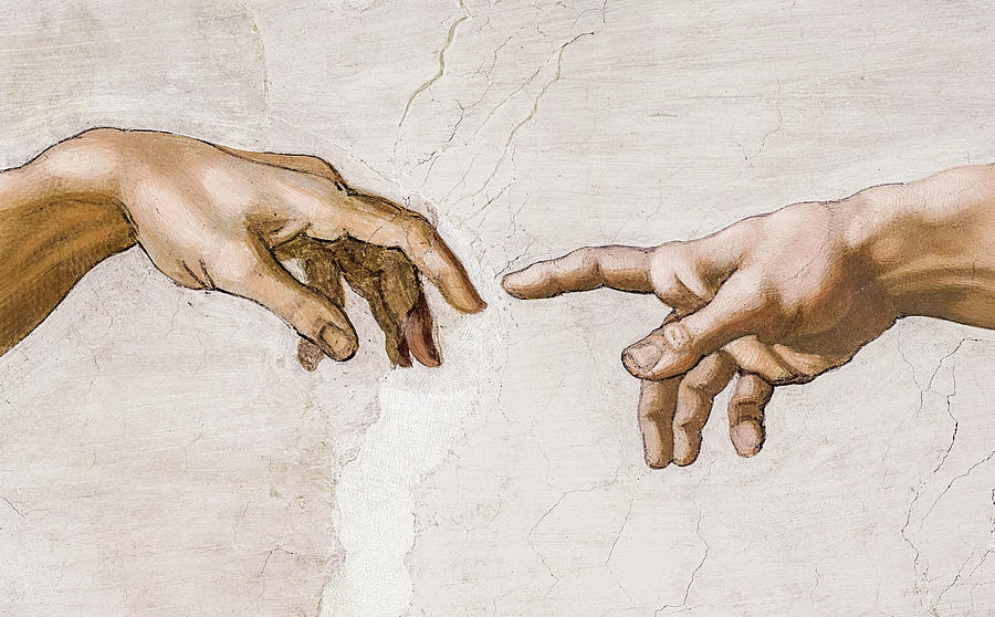 Michelangelo Painting - The Creation of Adam, detail by Michelangelo