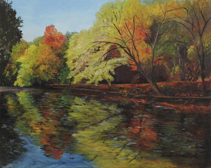 The Creek in Autumn Painting by Aurelia Nieves-Callwood
