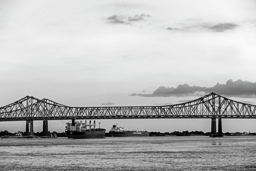 The Crescent City Connection Bridge at Sunset New Orleans Louisiana ...