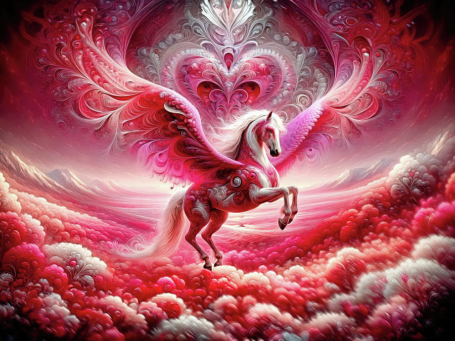 The Crimson Winged Pegasus Digital Art by Bill And Linda Tiepelman