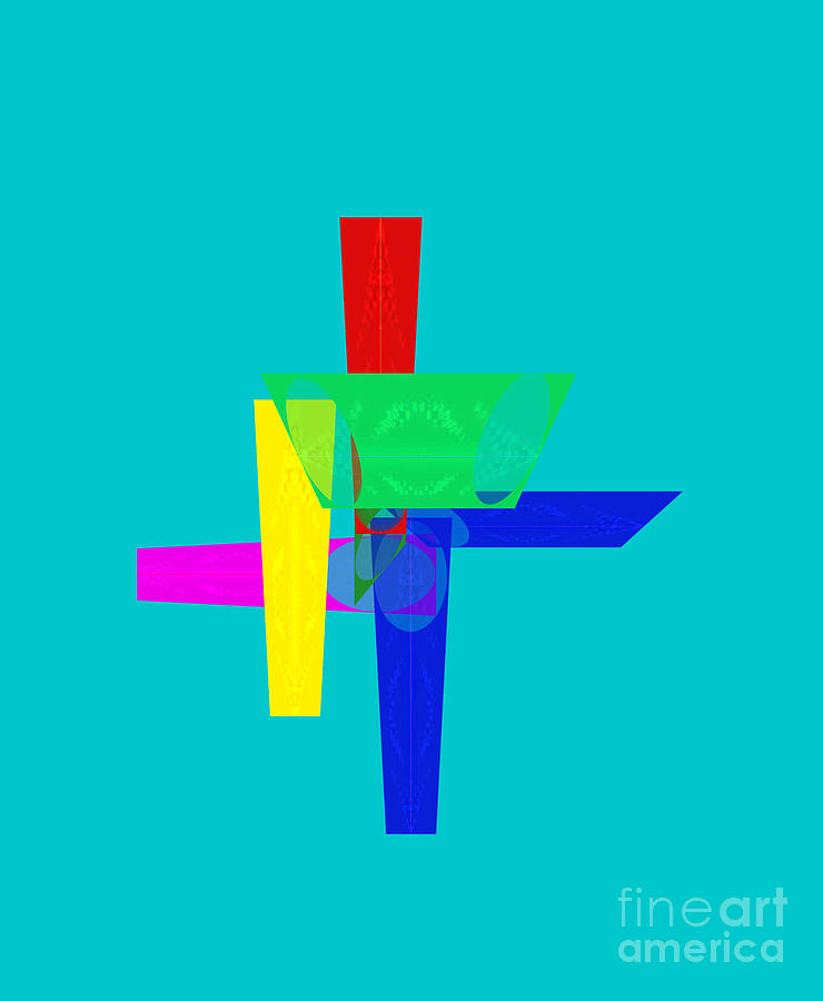 The Cross of Primary Colors and no  Straight Lines Digital Art by Scott S Baker