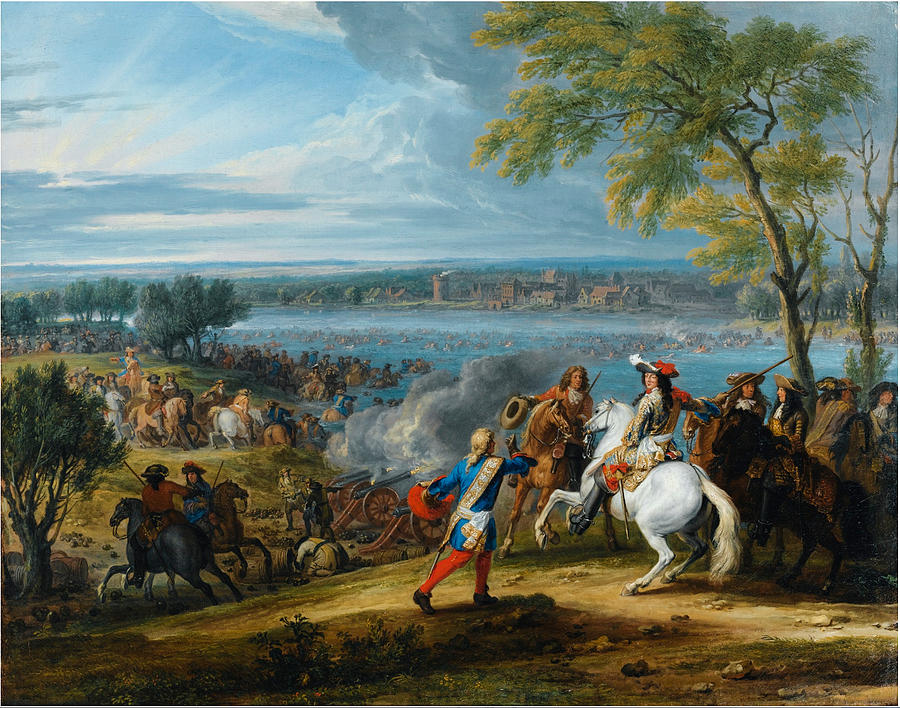 The crossing of the Rhine at Lobith, 12 June 1672 Painting by Adam ...