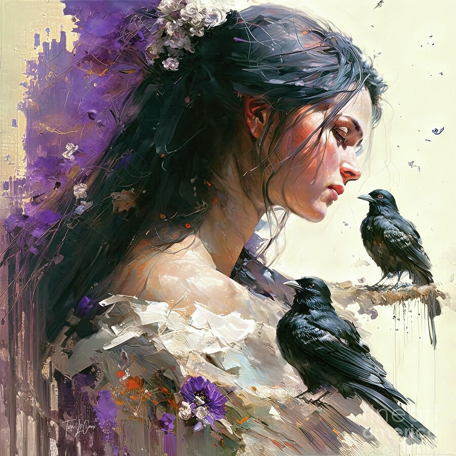 Raven Painting - The Crow Whisperer by Tina LeCour