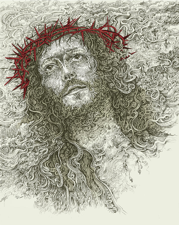 Jesus Christ Drawing - The Crown of Thorns by Ramesh Nair
