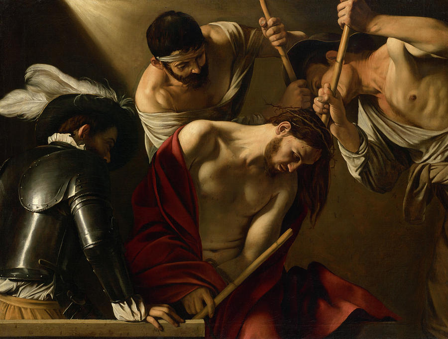 The Crowning with Thorns, 1602-1604 Painting by Caravaggio