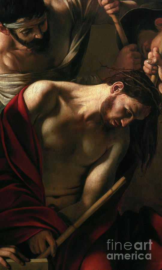 The Crowning With Thorns Detail, Circa 1603 Painting by Caravaggio