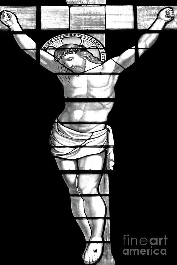 The Crucifixion in Black and White Photograph by Munir Alawi