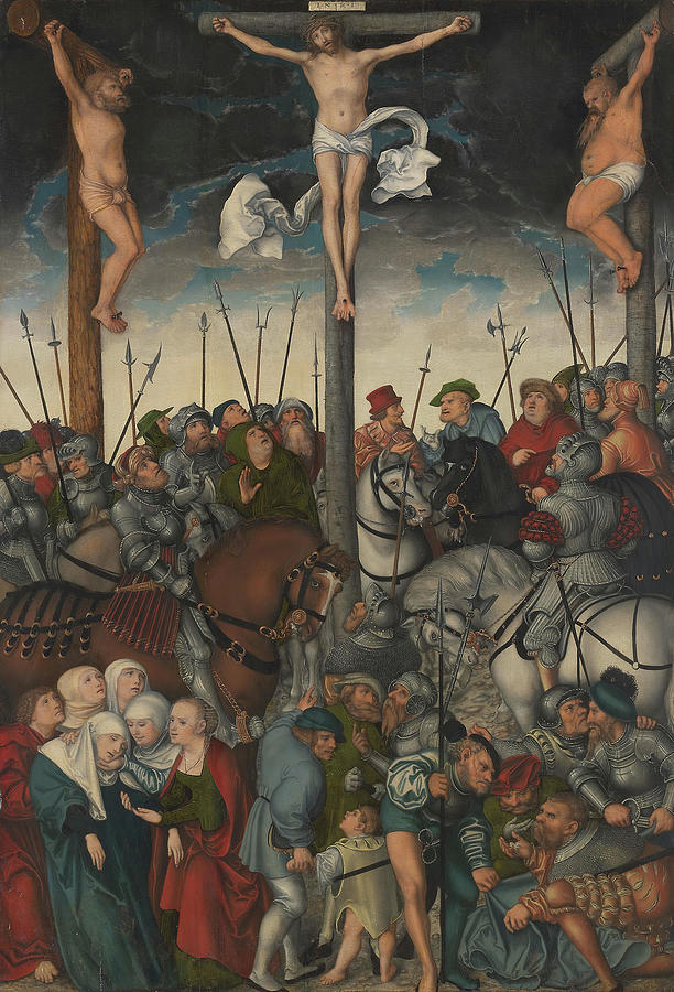 The Crucifixion. Lucas Cranach the Elder, German, 1472 -?--1553. Painting by The Elder Lucas Cranach