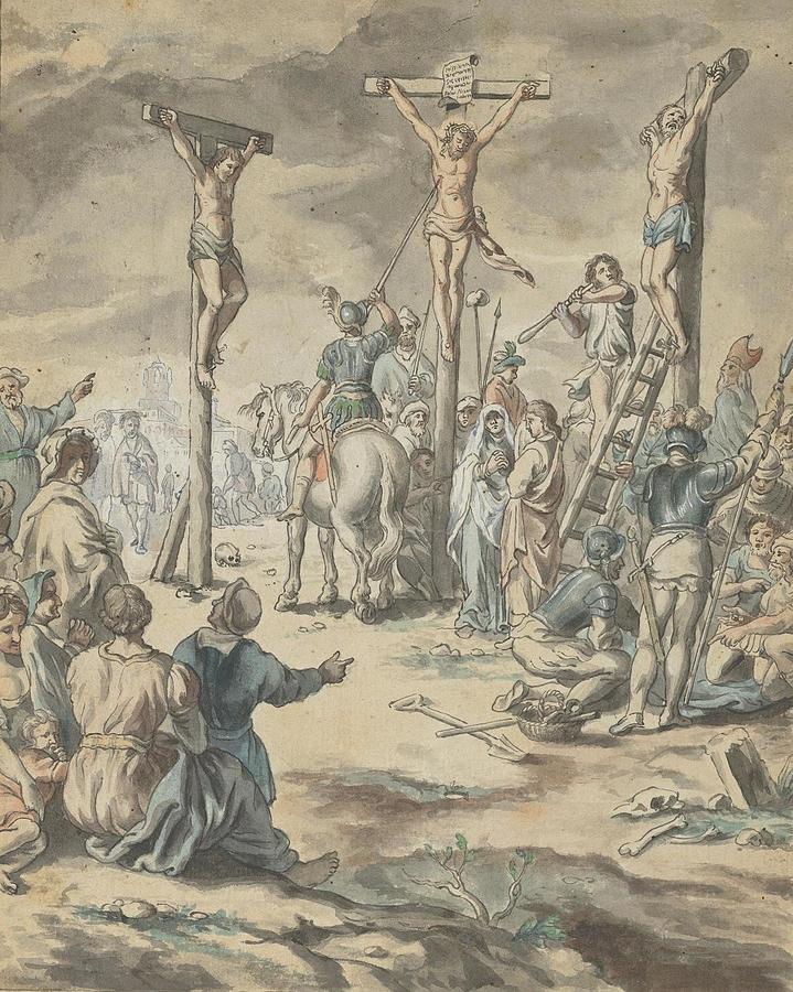 Back To The Future Drawing - The Crucifixion of Christ late th century by Pehr Horberg Swedish