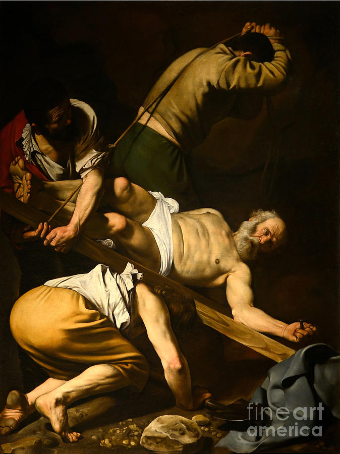 Caravaggio Digital Art - Crucifixion of Saint Peter #2 by Antonios Valamontes
