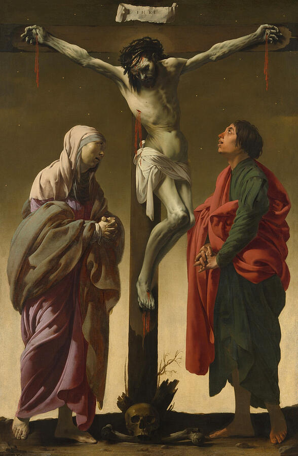 Crucifixion with Mary and John Painting - The Crucifixion with the Virgin and Saint John by Hendrick ter Brugghen by The Luxury Art Collection