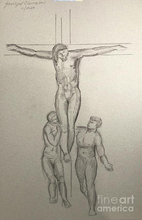 The Crucifixion With The Virgin And St. Peter Drawing