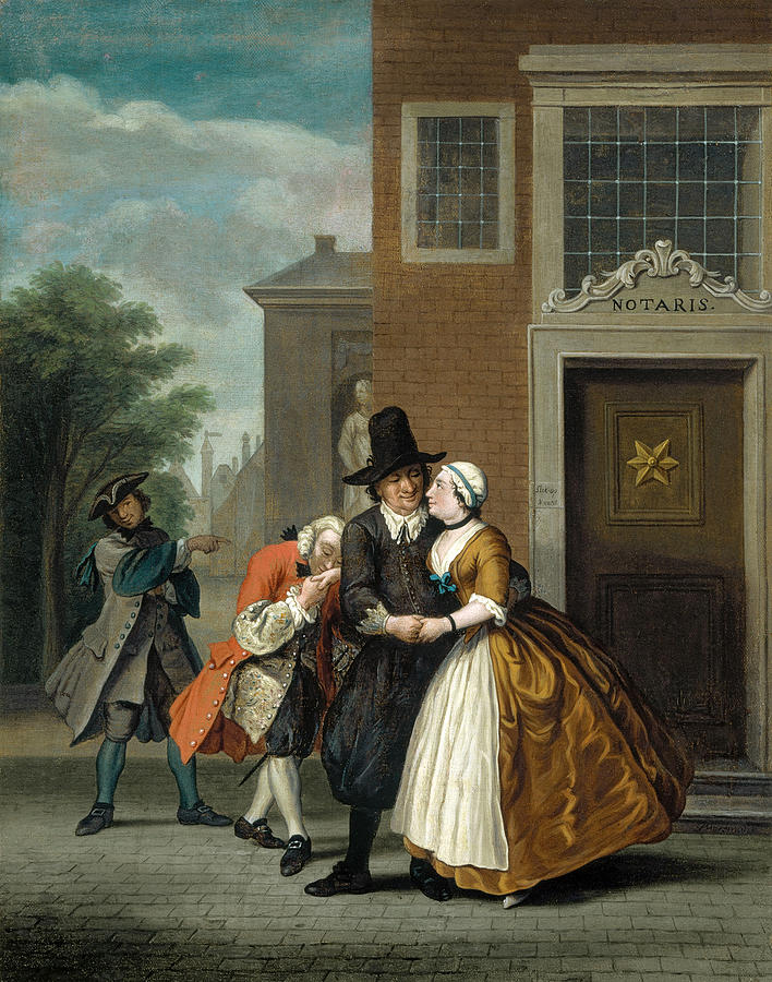 The cunning mistress or the outwitted guardian Painting by Jan Josef Horemans the Younger
