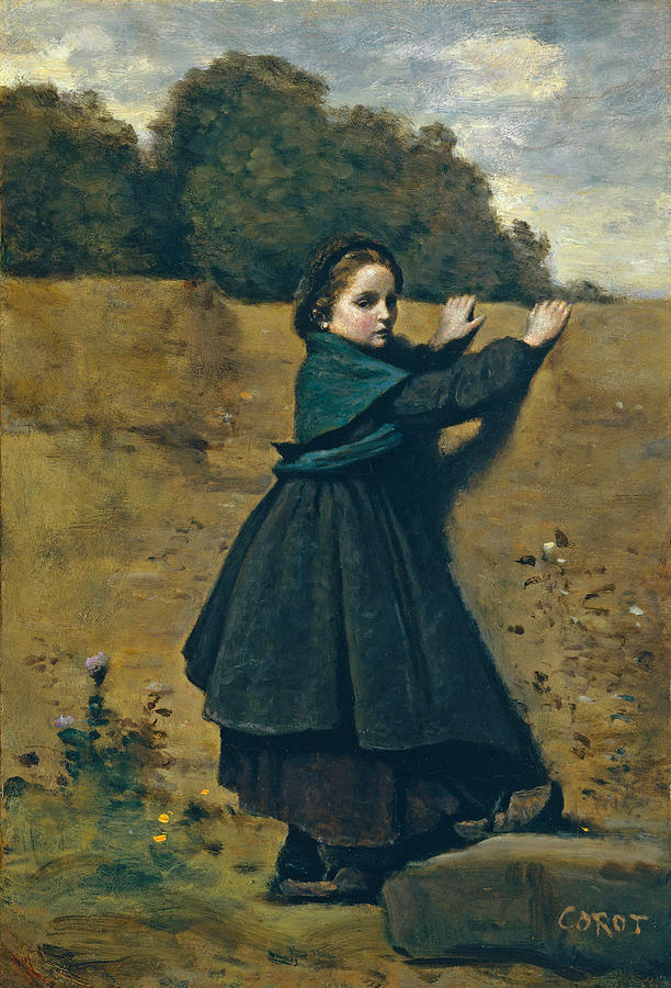 The Curious Little Girl Painting by Jean-Baptiste-Camille Corot