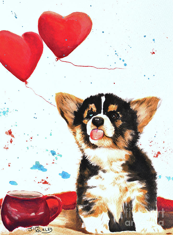 The cutest little puppy Painting by James Ackley