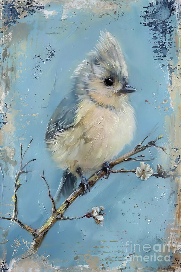 Feather Painting - The Cutest Little Titmouse by Tina LeCour