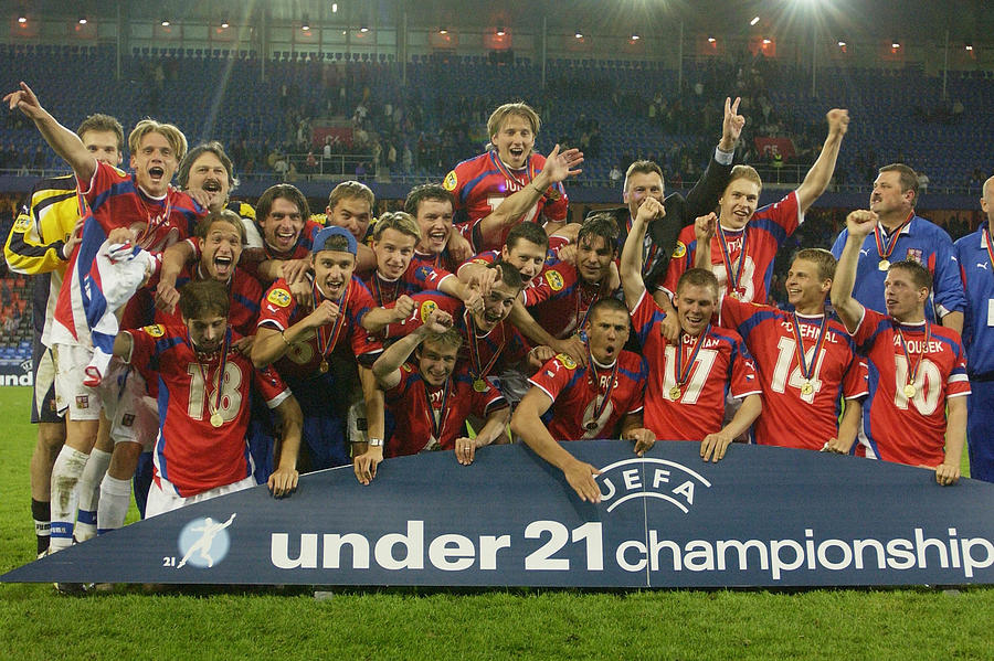 The Czech Republic team celebrates winning the European U21 Trophy Photograph by Jamie McDonald